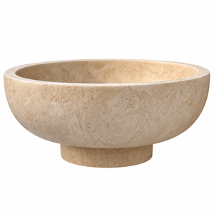 Beige stone-look decorative catchall bowl for styling a warm neutral entryway table